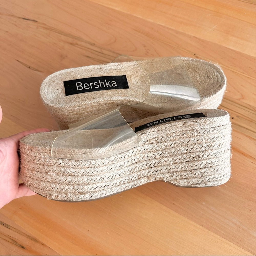 Bershka jute platform sandals 39